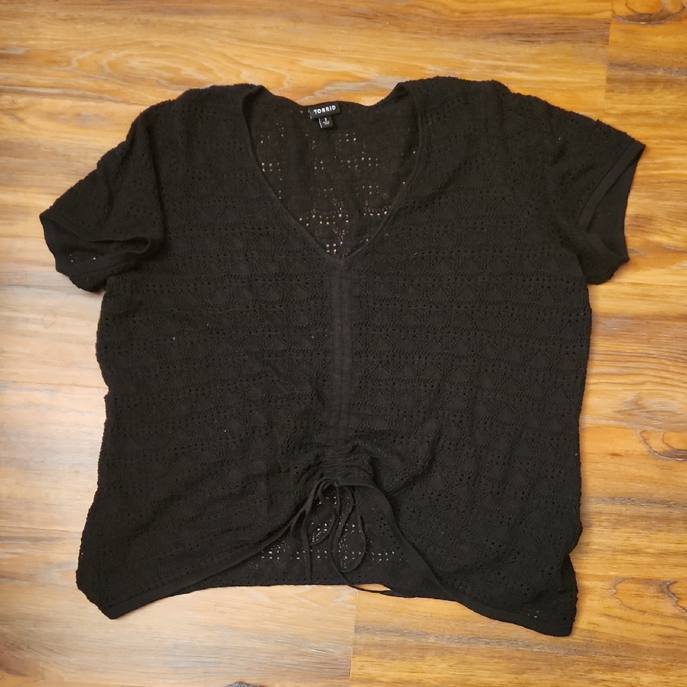 Torrid Black Short-sleeve Drawstring Sweater, SZ 3